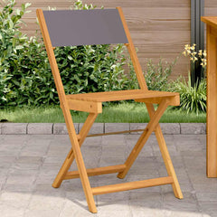 vidaXL Folding Chairs 2 pcs Anthracite Solid Wood Acacia and Fabric 1