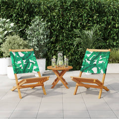 vidaXL Garden Chairs 2 pcs Leaf Pattern Solid Wood Acacia and Fabric 1