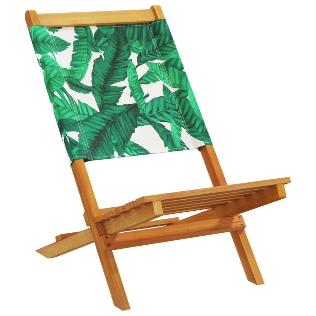 vidaXL Garden Chairs 2 pcs Leaf Pattern Solid Wood Acacia and Fabric 3