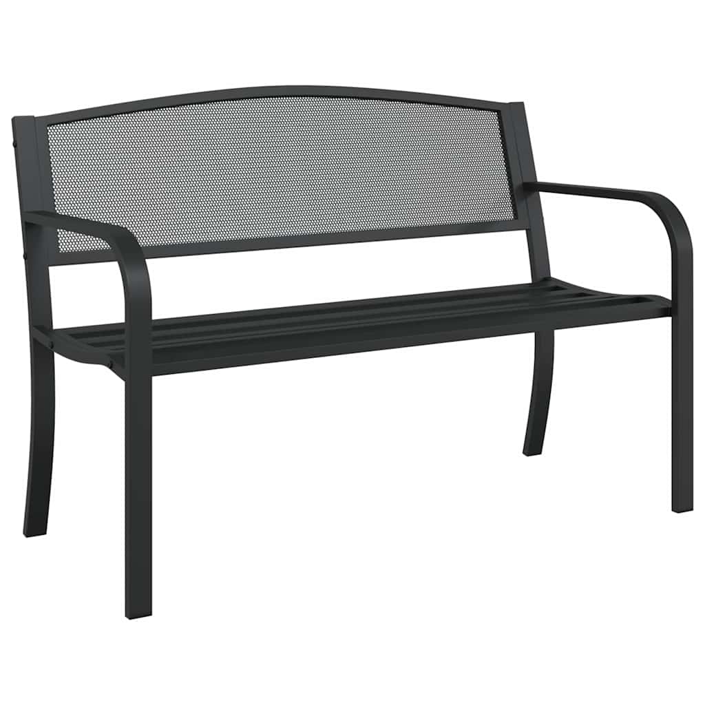 vidaXL Garden Bench 119 cm Black Steel 2
