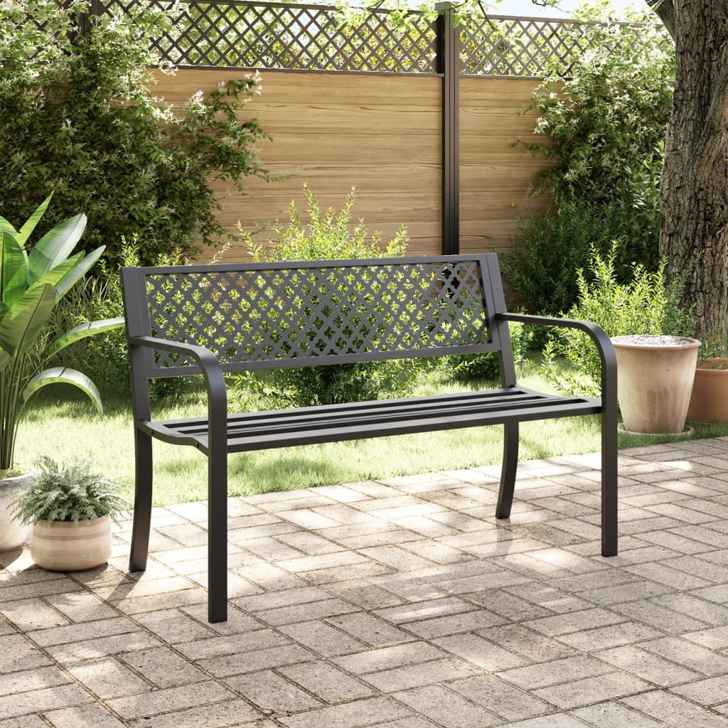 vidaXL Garden Bench 119 cm Black Steel 3