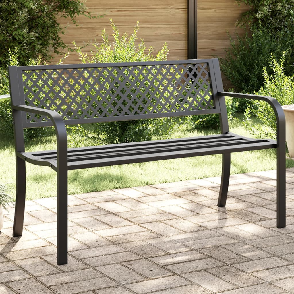 vidaXL Garden Bench 119 cm Black Steel 1