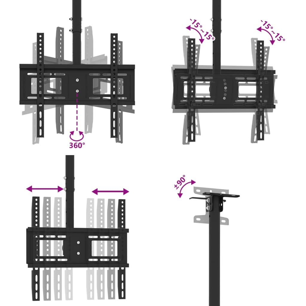 vidaXL TV Ceiling Mount for 32-65 Inch Screen Max VESA 400x400 mm 40kg 6