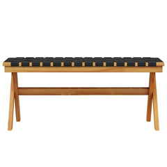 Garden Bench Solid Wood Acacia and Fabric Black 2