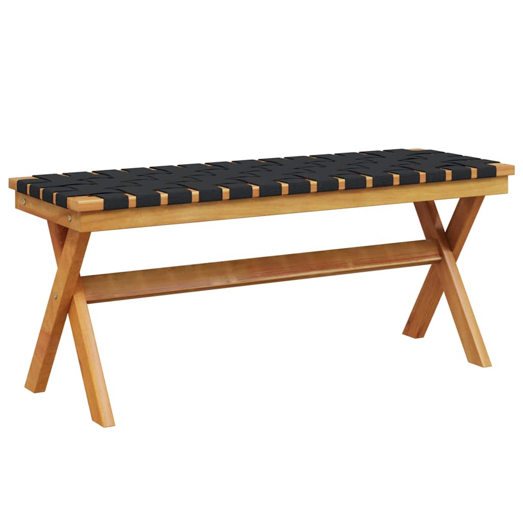 Garden Bench Solid Wood Acacia and Fabric Black 2