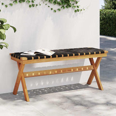 Garden Bench Solid Wood Acacia and Fabric Black 2