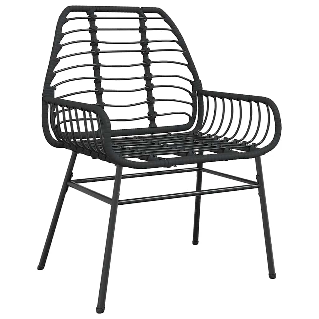 Garden Chairs 2 pcs Poly Rattan Black