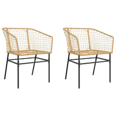 Garden Chairs 2 pcs Poly Rattan Brown