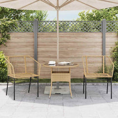 Garden Chairs 2 pcs Poly Rattan Brown