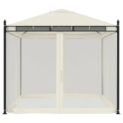 Gazebo with Mesh Walls 2.93x2.93 m Steel Cream