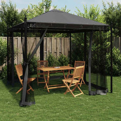 Gazebo with Mesh Walls 2.93x2.93 m Steel Anthracite