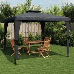 Gazebo with Double Roof Steel Anthracite 2.98 x 2.98 m
