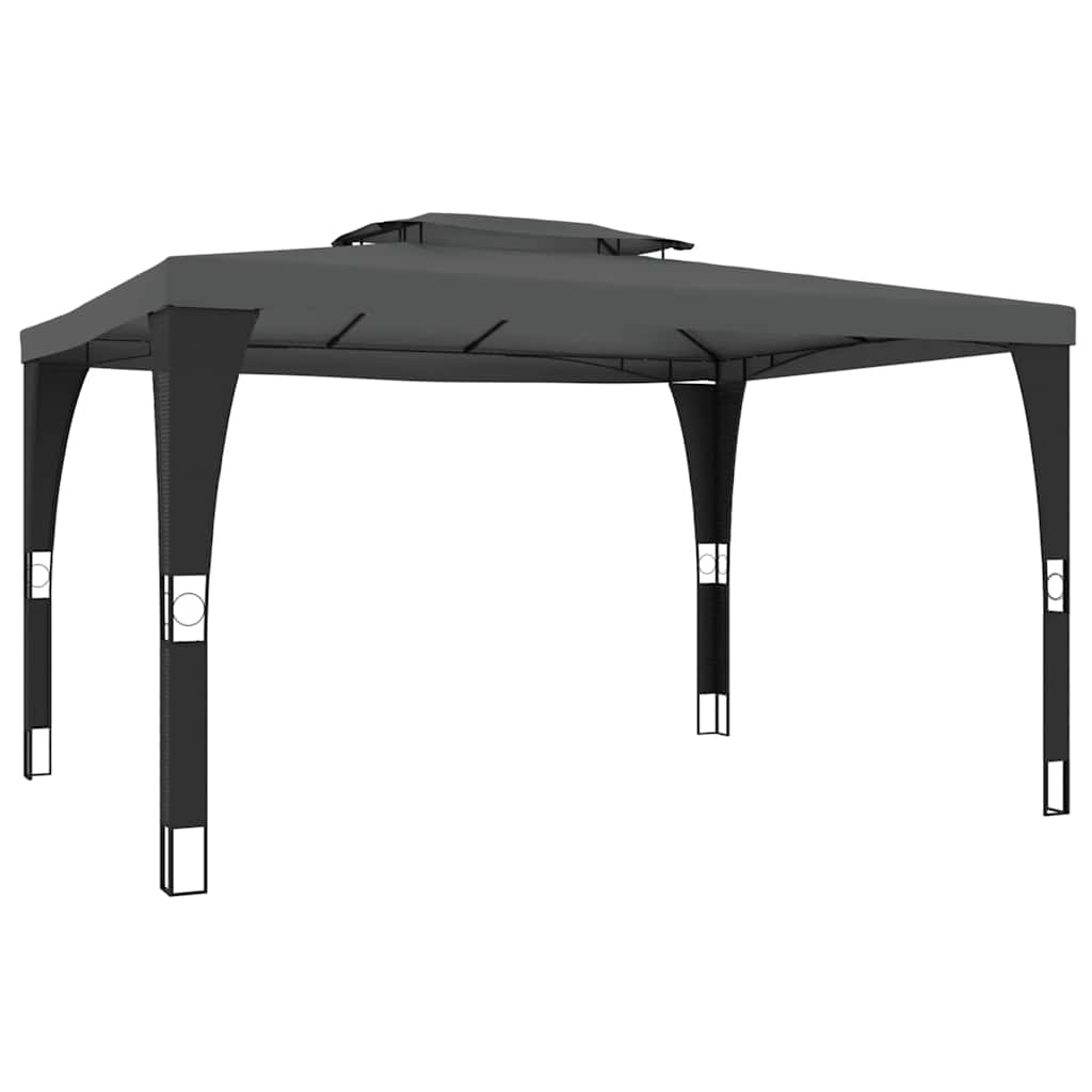 Gazebo with Double Roof Steel Anthracite 3.98 x 2.98 m