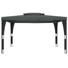 Gazebo with Double Roof Steel Anthracite 3.98 x 2.98 m