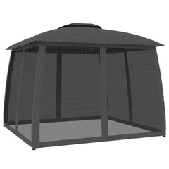 Gazebo with Double Roof and Mesh Walls Steel Anthracite 2.93 x 2.93 m