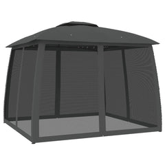 Gazebo with Double Roof and Mesh Walls Steel Anthracite 2.93 x 2.93 m