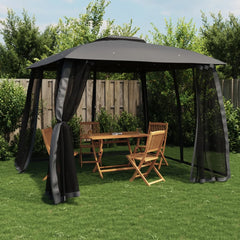 Gazebo with Double Roof and Mesh Walls Steel Anthracite 2.93 x 2.93 m