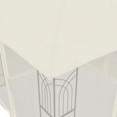 Gazebo with Double Roof and Mesh Walls 2.94x2.94 m Steel Cream