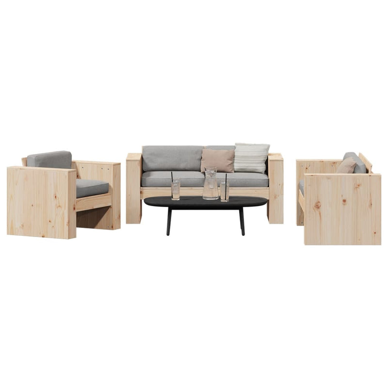 2 Piece Garden Lounge Set Solid Wood Pine