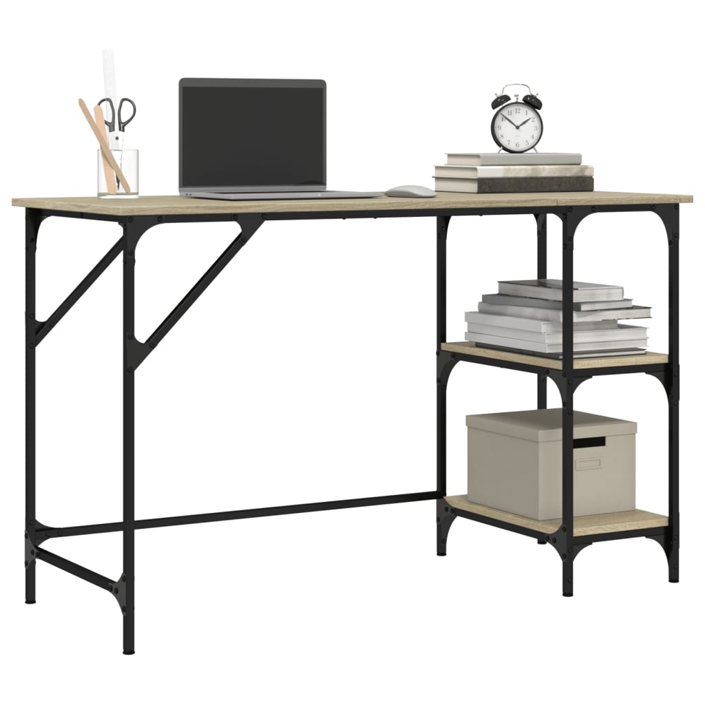 vidaXL Desk Sonoma Oak 120x50x75 cm Metal and Engineered Wood 4
