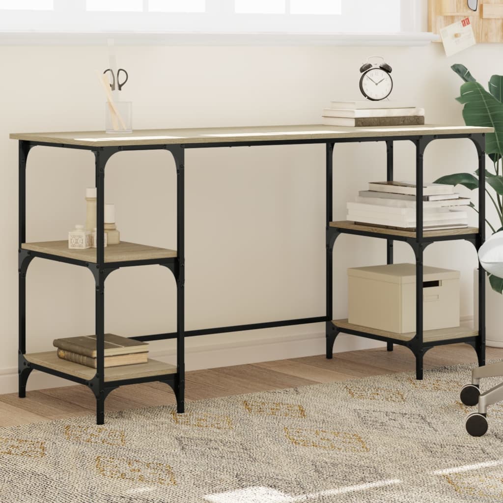 vidaXL Desk 140x50x75 cm Metal and Engineered Wood