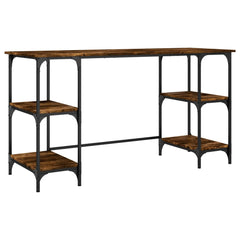 vidaXL Desk Smoked Oak 140x50x75 cm Metal and Engineered Wood 2