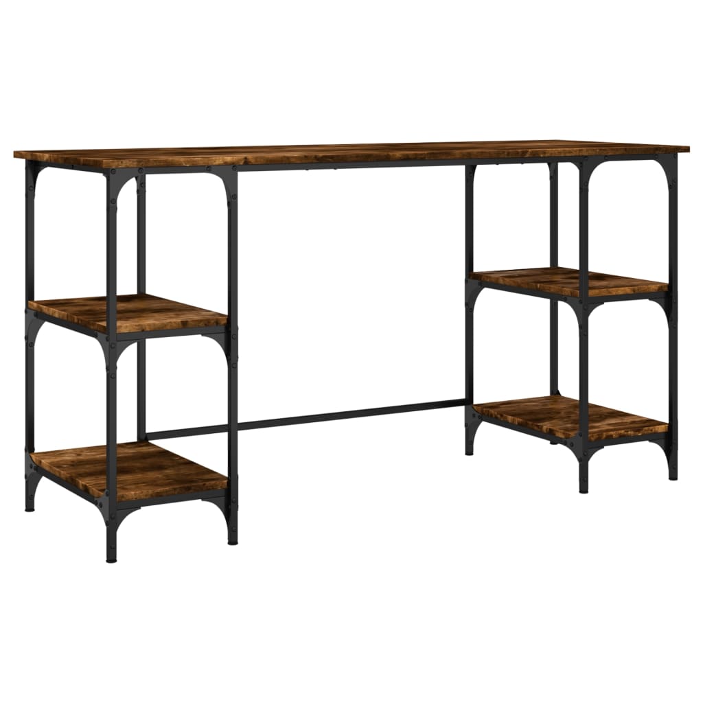 Desk 140x50x75 cm Metal and Engineered Wood Smoked oak