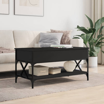 Coffee Table Black 100x50x50 cm Engineered Wood and Metal