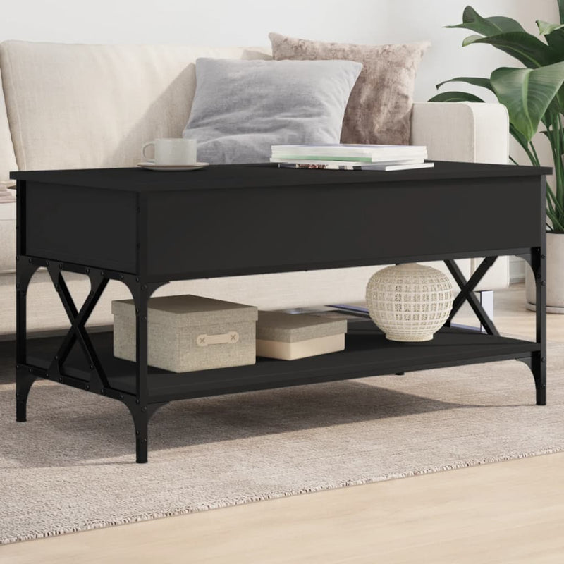 Coffee Table Black 100x50x50 cm Engineered Wood and Metal