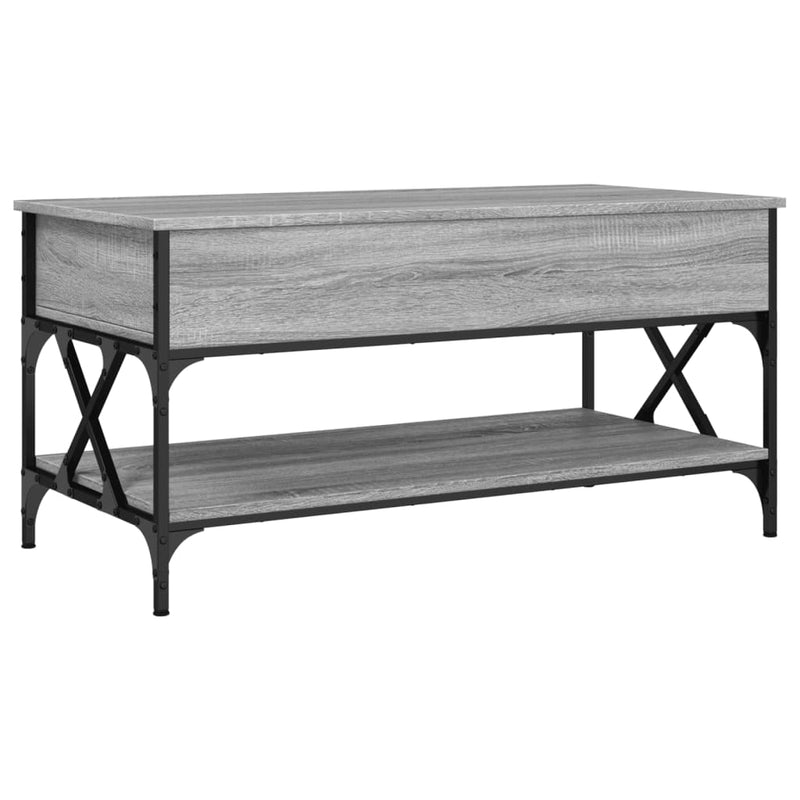 Coffee Table Grey Sonoma 100x50x50 cm Engineered Wood and Metal