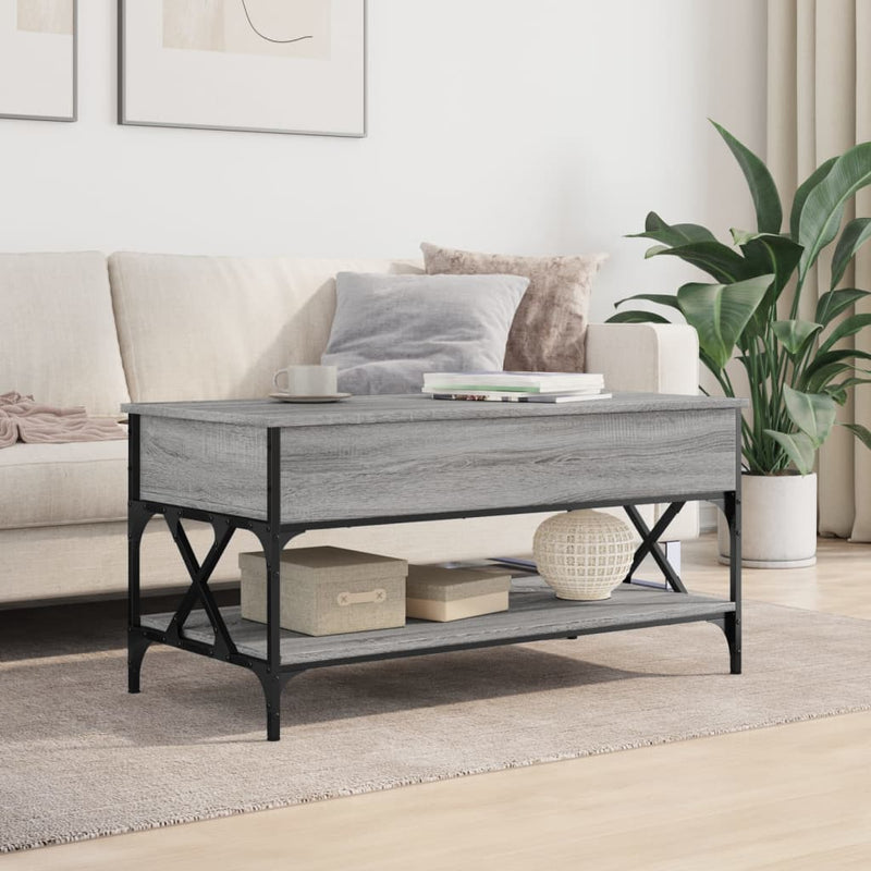 Coffee Table Grey Sonoma 100x50x50 cm Engineered Wood and Metal