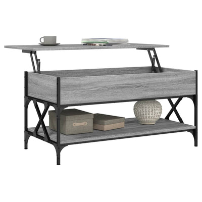 Coffee Table Grey Sonoma 100x50x50 cm Engineered Wood and Metal