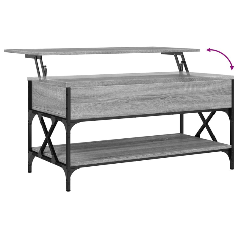 Coffee Table Grey Sonoma 100x50x50 cm Engineered Wood and Metal