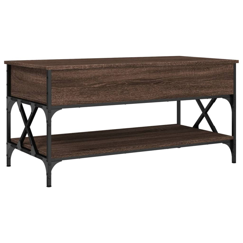 Coffee Table Brown Oak 100x50x50 cm Engineered Wood and Metal