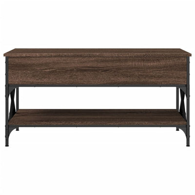 Coffee Table Brown Oak 100x50x50 cm Engineered Wood and Metal