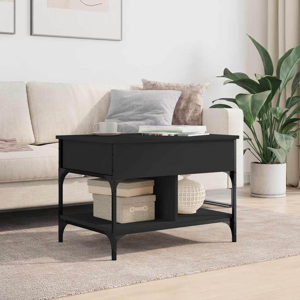 vidaXL Coffee Table Black 70x50x50 cm Engineered Wood and Metal 3