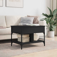 vidaXL Coffee Table Black 70x50x50 cm Engineered Wood and Metal 3