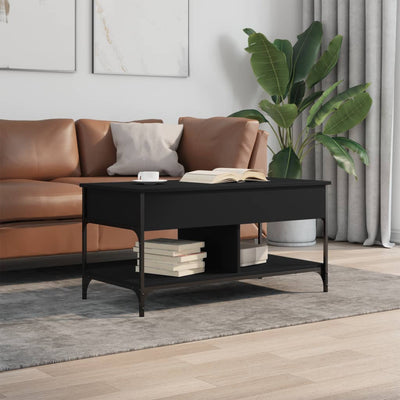 Coffee Table Black 100x50x50 cm Engineered Wood and Metal