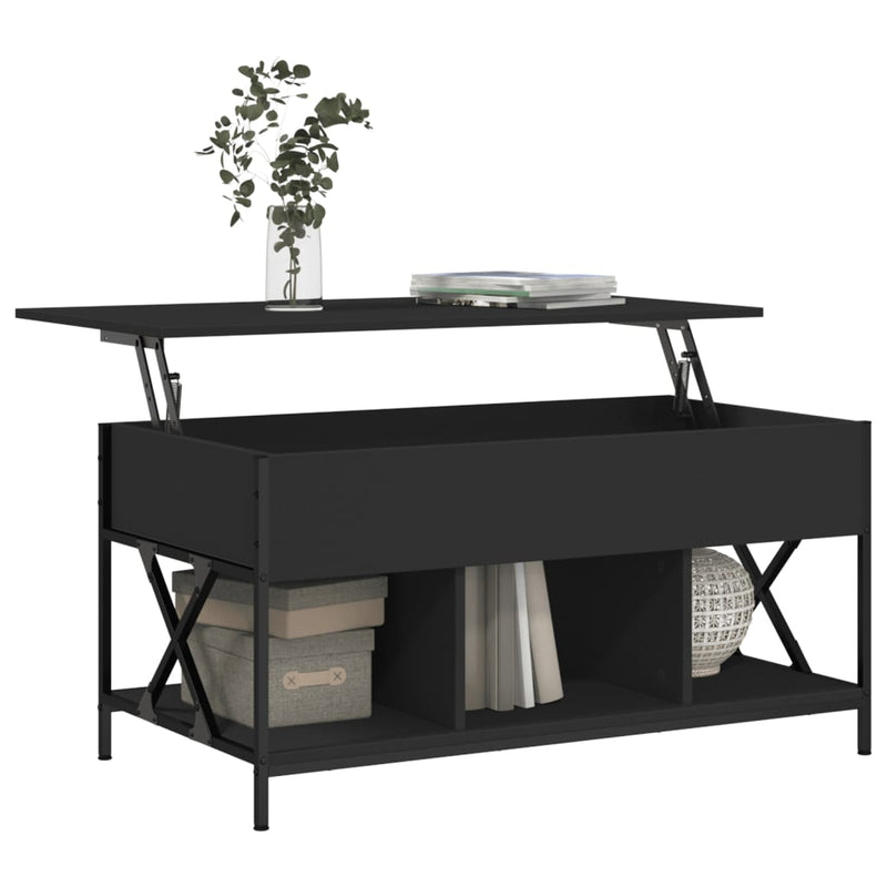 Coffee Table Black 100x50x50 cm Engineered Wood and Metal