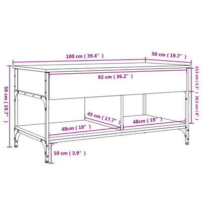 Coffee Table Black 100x50x50 cm Engineered Wood and Metal