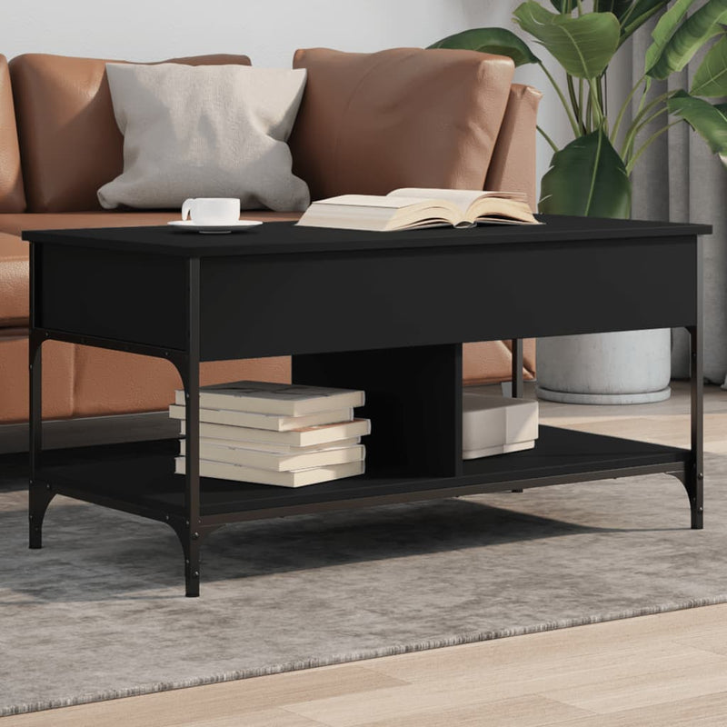 Coffee Table Black 100x50x50 cm Engineered Wood and Metal