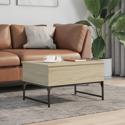 Coffee Table Sonoma Oak 70x50x40 cm Engineered Wood and Metal