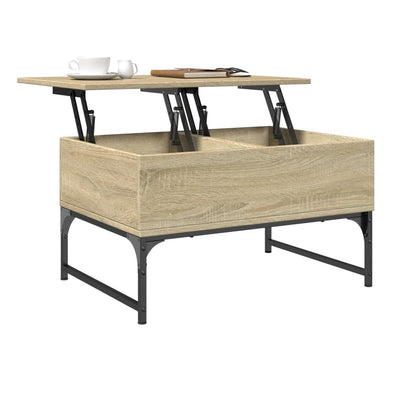 Coffee Table Sonoma Oak 70x50x40 cm Engineered Wood and Metal