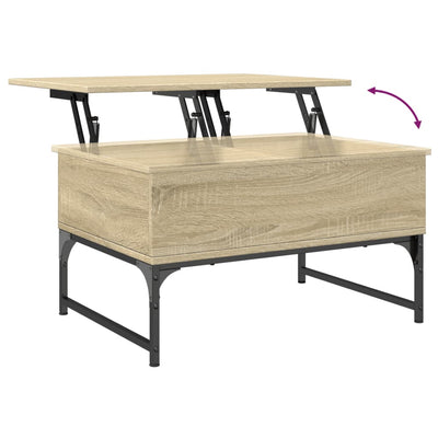 Coffee Table Sonoma Oak 70x50x40 cm Engineered Wood and Metal