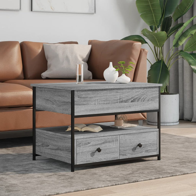 Coffee Table Grey Sonoma 70x50x50 cm Engineered Wood and Metal