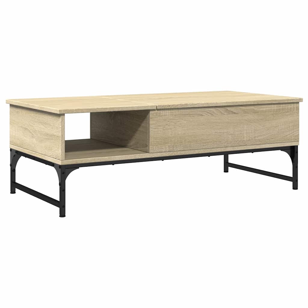 vidaXL Coffee Table Sonoma Oak 100x50x35 cm Engineered Wood and Metal 2