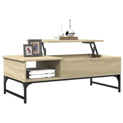 vidaXL Coffee Table Sonoma Oak 100x50x35 cm Engineered Wood and Metal 4
