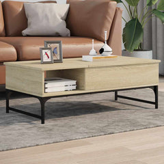 vidaXL Coffee Table Sonoma Oak 100x50x35 cm Engineered Wood and Metal 1