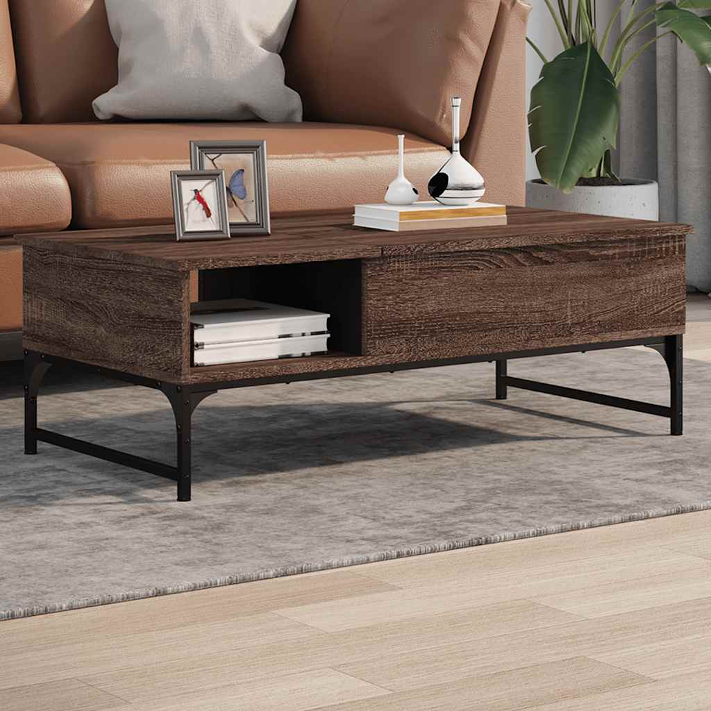 vidaXL Coffee Table Brown Oak 100x50x35 cm Engineered Wood and Metal 1