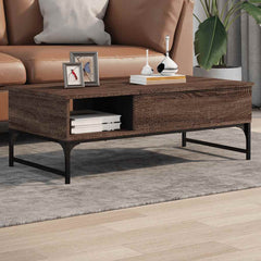 Coffee Table Engineered Wood and Metal in Brown Oak